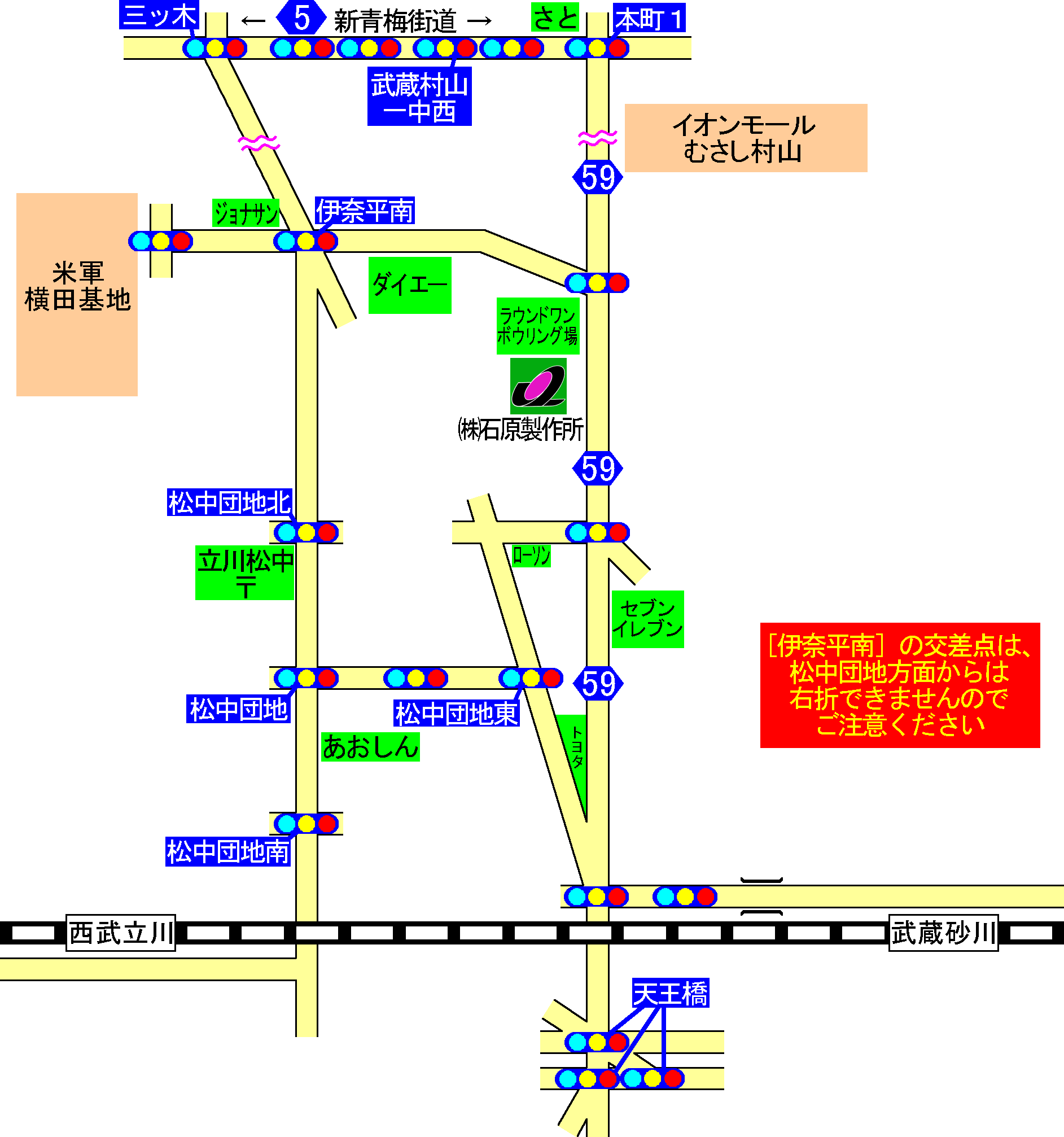 石原SS 案内図(略地図)